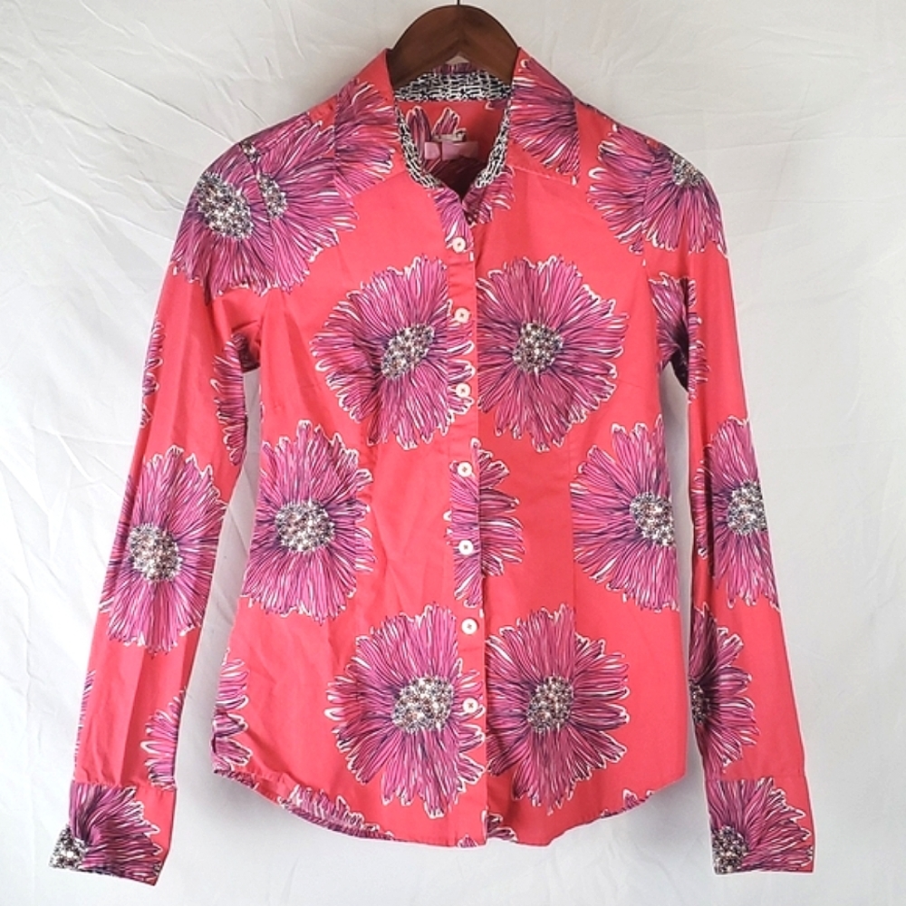 Lilly Pulitzer Coral Pink Floral Button-Down Shirt